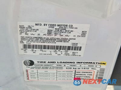 Zdjęcie 12 z 12 samochodu: 2011 FORD F150 SUPERCREW VIN:1FTFW1EF6BFC57319 - miniatura