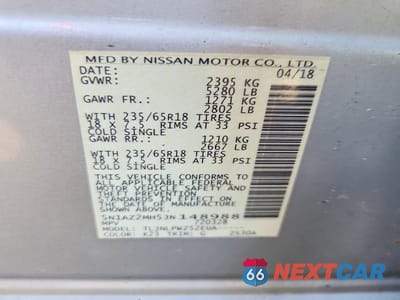 Zdjęcie 13 z 13 samochodu: 2018 NISSAN MURANO S VIN:5N1AZ2MH5JN148988 - miniatura