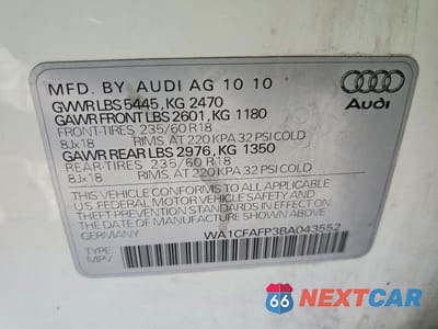 Zdjęcie 12 z 12 samochodu: 2011 AUDI Q5 PREMIUM VIN:WA1CFAFP3BA043552 - miniatura