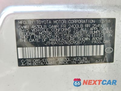 Zdjęcie 14 z 14 samochodu: 2019 LEXUS IS 300 VIN:JTHBA1D27K5090677 - miniatura