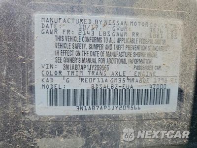 Zdjęcie 12 z 12 samochodu: 2018 NISSAN SENTRA S VIN:3N1AB7AP1JY209566 - miniatura
