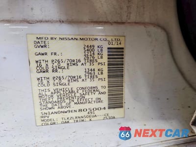 Zdjęcie 13 z 13 samochodu: 2014 NISSAN XTERRA S VIN:5N1AN0NW9EN805004 - miniatura