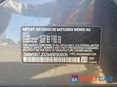 Zdjęcie 12 z 12 samochodu: 2021 BMW 330XI VIN:3MW5R7J02M8B90606 - miniatura