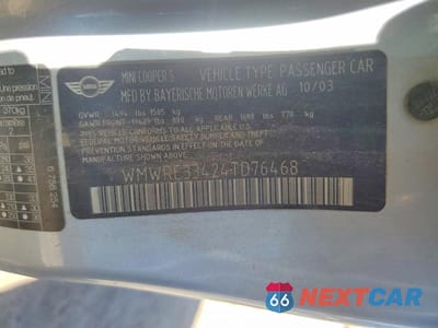 Zdjęcie 13 z 13 samochodu: 2004 MINI COOPER S VIN:WMWRE33424TD76468 - miniatura