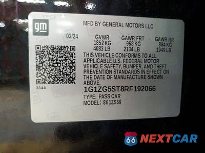 Zdjęcie 12 z 12 samochodu: 2024 CHEVROLET MALIBU RS VIN:1G1ZG5ST8RF192066 - miniatura