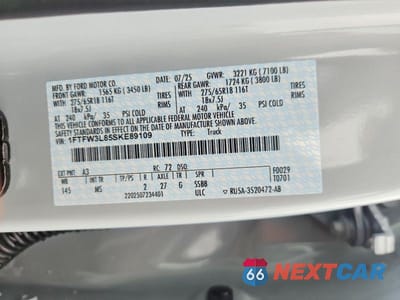 Zdjęcie 12 z 12 samochodu: 2025 FORD F150 XLT VIN:1FTFW3L85SKE89109 - miniatura