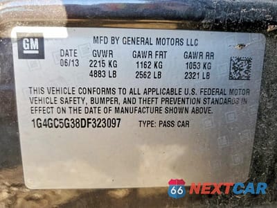 Zdjęcie 12 z 12 samochodu: 2013 BUICK LACROSSE VIN:1G4GC5G38DF323097 - miniatura