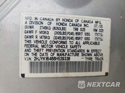 Zdjęcie 13 z 13 samochodu: 2006 HONDA RIDGELINE RTS VIN:2HJYK16466H529336 - miniatura