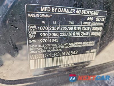 Zdjęcie 12 z 12 samochodu: 2018 MERCEDES-BENZ GLA 250 VIN:WDCTG4EB3JJ496542 - miniatura