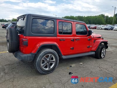Trzecie zdjęcie samochodu z tyłu: 2020 JEEP WRANGLER UNLIMITED SAHARA VIN:1C4HJXEN6LW218927 - miniatura
