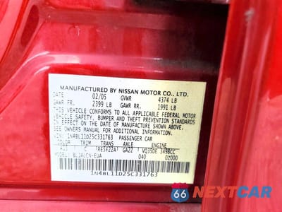 Zdjęcie 12 z 12 samochodu: 2005 NISSAN ALTIMA 3.5 SE VIN:1N4BL11D25C331763 - miniatura