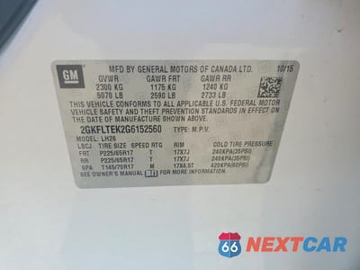 Zdjęcie 13 z 13 samochodu: 2016 GMC TERRAIN SLE VIN:2GKFLTEK2G6152560 - miniatura