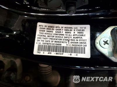 Zdjęcie 12 z 12 samochodu: 2012 HONDA CIVIC LX VIN:19XFB2F51CE104690 - miniatura
