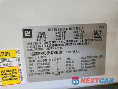 Zdjęcie 13 z 13 samochodu: 2017 GMC ACADIA LIMITED SLT-2 VIN:1GKKRSKD3HJ220608 - miniatura