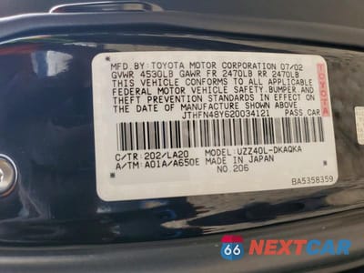 Zdjęcie 13 z 13 samochodu: 2002 LEXUS SC 430 VIN:JTHFN48Y620034121 - miniatura