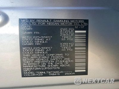 Zdjęcie 13 z 13 samochodu: 2018 NISSAN ROGUE SV VIN:KNMAT2MV2JP537376 - miniatura