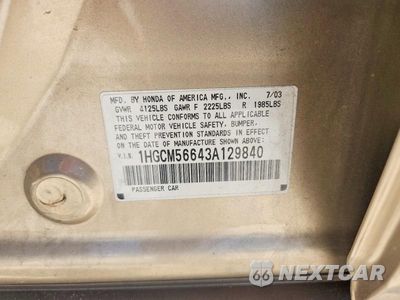 Zdjęcie 13 z 13 samochodu: 2003 HONDA ACCORD EX VIN:1HGCM56643A129840 - miniatura