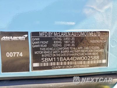 Zdjęcie 12 z 12 samochodu: 2013 MCLAREN AUTOMOTIVE MP4-12C VIN:SBM11BAA4DW002588 - miniatura