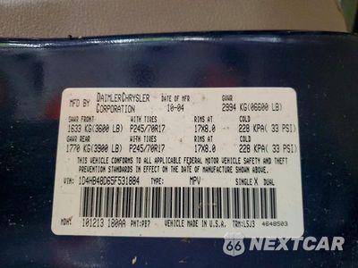 Zdjęcie 13 z 13 samochodu: 2005 DODGE DURANGO SLT VIN:1D4HB48D65F531884 - miniatura