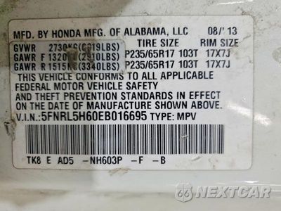 Zdjęcie 13 z 13 samochodu: 2014 HONDA ODYSSEY EXL VIN:5FNRL5H60EB016695 - miniatura