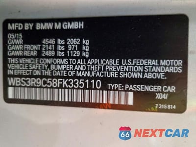 Zdjęcie 12 z 12 samochodu: 2015 BMW M4 VIN:WBS3R9C58FK335110 - miniatura