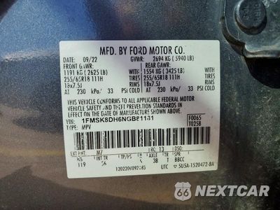 Zdjęcie 13 z 13 samochodu: 2022 FORD EXPLORER VIN:1FMSK8DH6NGB81181 - miniatura