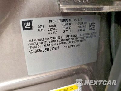Zdjęcie 12 z 12 samochodu: 2011 BUICK LACROSSE CXL VIN:1G4GC5ED8BF317650 - miniatura