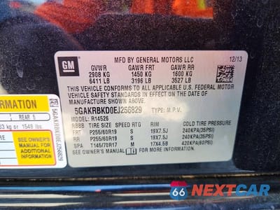 Zdjęcie 13 z 13 samochodu: 2014 BUICK ENCLAVE VIN:5GAKRBKD0EJ256829 - miniatura
