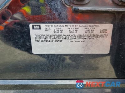 Zdjęcie 12 z 12 samochodu: 2018 CHEVROLET IMPALA LT VIN:2G1105S31J9115537 - miniatura