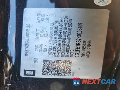 Zdjęcie 12 z 12 samochodu: 2019 CHEVROLET CAMARO LS VIN:1G1FB1RS2K0105469 - miniatura