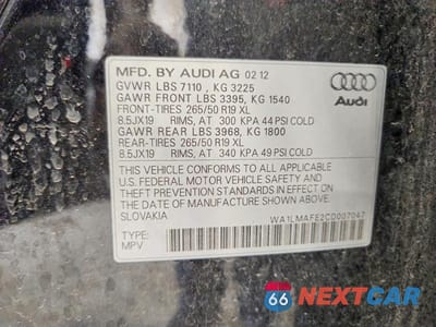 Zdjęcie 13 z 13 samochodu: 2012 AUDI Q7 PREMIUM PLUS VIN:WA1LMAFE2CD007047 - miniatura