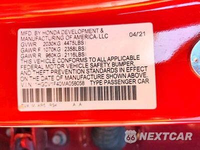 Zdjęcie 12 z 12 samochodu: 2021 HONDA ACCORD SPORT SE VIN:1HGCV1F40MA058058 - miniatura