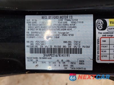 Zdjęcie 12 z 12 samochodu: 2007 FORD FUSION SEL VIN:3FAHP02167R141191 - miniatura