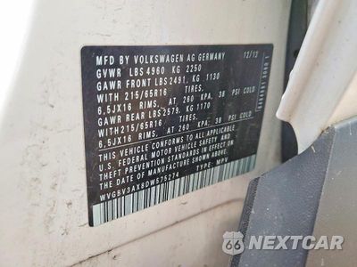 Zdjęcie 13 z 13 samochodu: 2013 VOLKSWAGEN TIGUAN S VIN:WVGBV3AX8DW575274 - miniatura