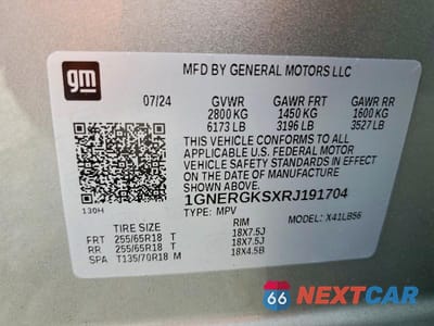 Zdjęcie 13 z 13 samochodu: 2024 CHEVROLET TRAVERSE LT VIN:1GNERGKSXRJ191704 - miniatura