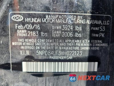 Zdjęcie 12 z 12 samochodu: 2017 HYUNDAI ELANTRA LIMITED VIN:5NPD84LF3HH022123 - miniatura