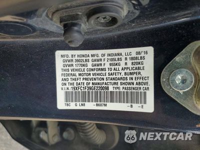 Zdjęcie 12 z 12 samochodu: 2016 HONDA CIVIC EX VIN:19XFC1F39GE220098 - miniatura