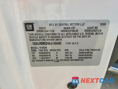 Zdjęcie 13 z 13 samochodu: 2010 GMC ACADIA SLT-1 VIN:1GKLRMED4AJ149436 - miniatura
