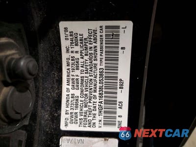 Zdjęcie 12 z 12 samochodu: 2008 HONDA CIVIC EX VIN:1HGFA16838L053863 - miniatura