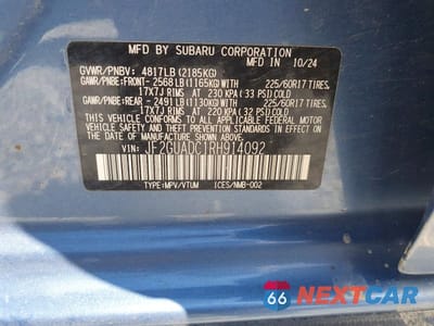 Zdjęcie 14 z 14 samochodu: 2024 SUBARU CROSSTREK PREMIUM VIN:JF2GUADC1RH914092 - miniatura