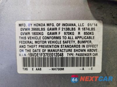 Zdjęcie 13 z 13 samochodu: 2014 ACURA ILX 20 VIN:19VDE1F37EE012048 - miniatura