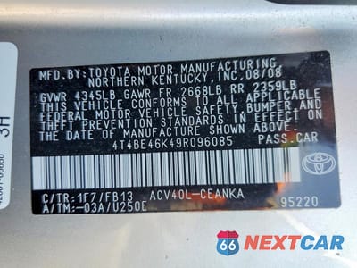 Zdjęcie 12 z 12 samochodu: 2009 TOYOTA CAMRY LE VIN:4T4BE46K49R096085 - miniatura