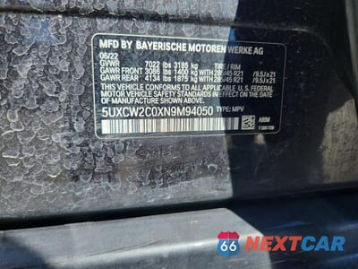 Zdjęcie 13 z 13 samochodu: 2022 BMW X7 XDRIVE40I VIN:5UXCW2C0XN9M94050 - miniatura