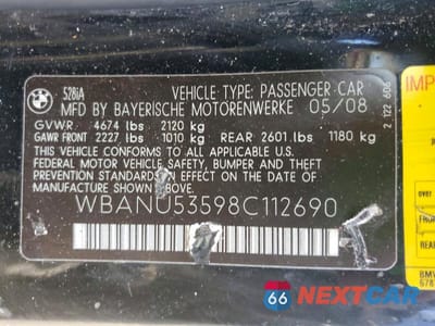 Zdjęcie 12 z 12 samochodu: 2008 BMW 528 I VIN:WBANU53598C112690 - miniatura