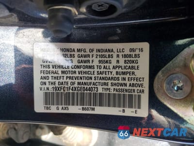 Zdjęcie 12 z 12 samochodu: 2016 HONDA CIVIC EX VIN:19XFC1F4XGE044073 - miniatura