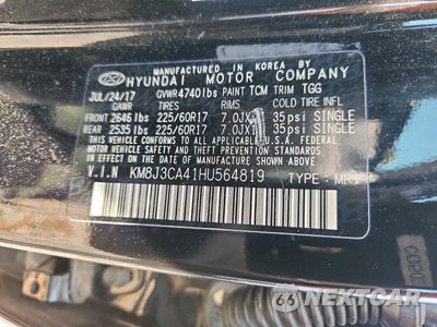 Zdjęcie 13 z 13 samochodu: 2017 HYUNDAI TUCSON SE VIN:KM8J3CA41HU564819 - miniatura