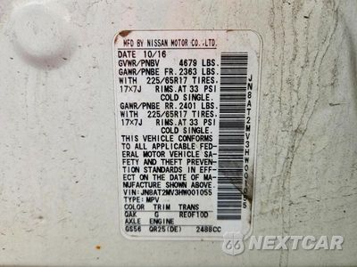 Zdjęcie 13 z 13 samochodu: 2017 NISSAN ROGUE S VIN:JN8AT2MV3HW001055 - miniatura