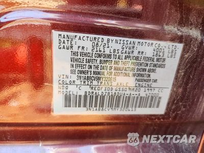 Zdjęcie 12 z 12 samochodu: 2021 NISSAN SENTRA SV VIN:3N1AB8CV9MY320615 - miniatura