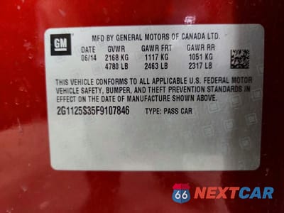 Zdjęcie 12 z 12 samochodu: 2015 CHEVROLET IMPALA LT VIN:2G1125S35F9107846 - miniatura