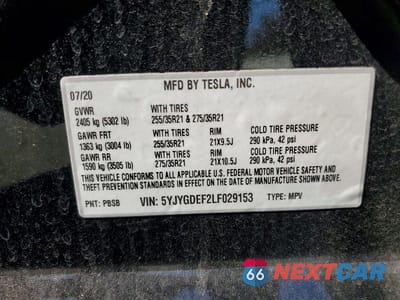 Zdjęcie 12 z 12 samochodu: 2020 TESLA MODEL Y VIN:5YJYGDEF2LF029153 - miniatura